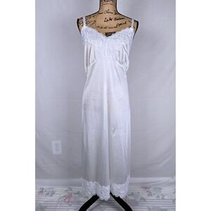 Vintage Velrose White Lace Trim Full Slip Cottage Bridal Full Dress USA Size 50